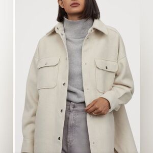 H&M size small Women's Cream felted Jacket, button up, oversized, soft